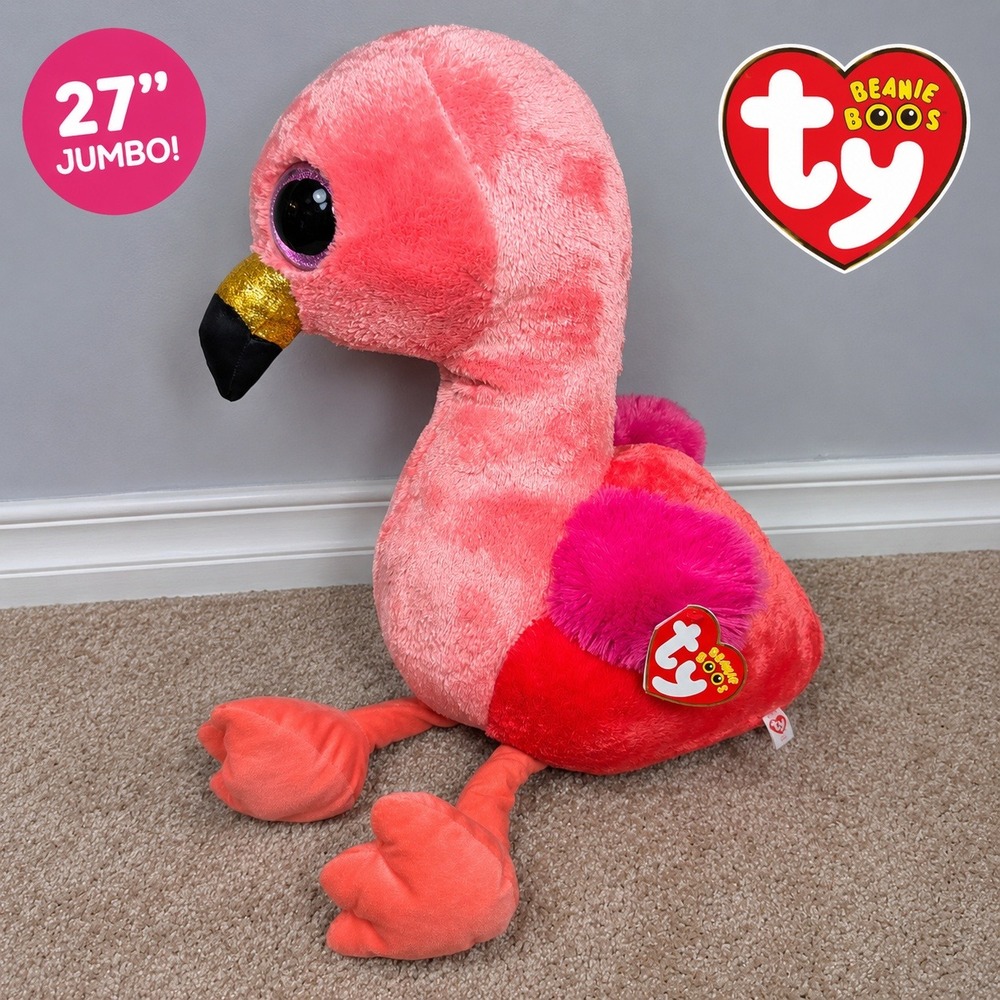 Ty Plush Flamingo Gilda Pink Red Glitter Eyes Large 27"
